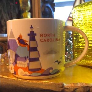 STARBUCKS North Carolina Mug with Blue and Orange Design 💙